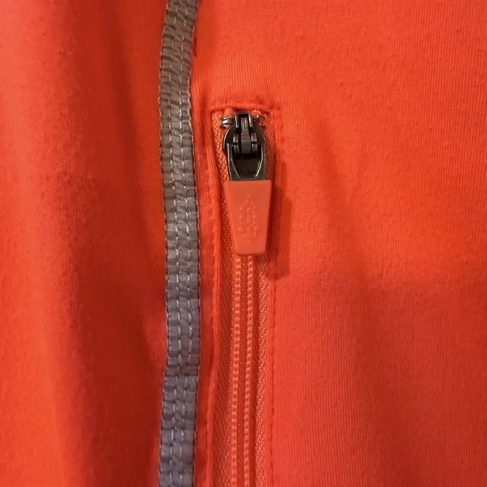 Free People Movement Neon Orange Hoodie Size Large with Reflective Strips